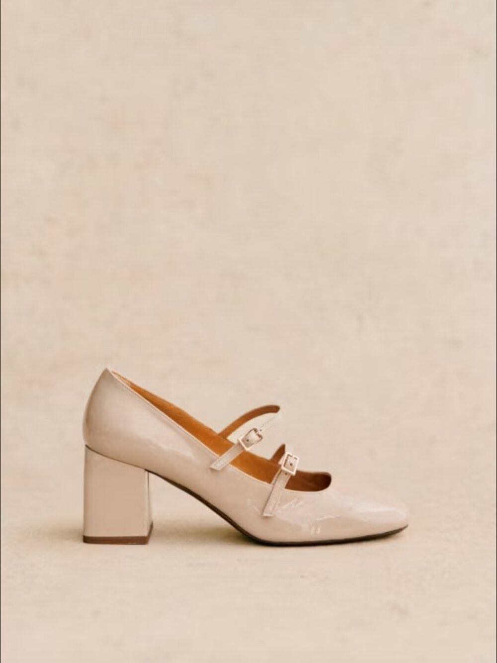 Sézane Soline Mary Janes in Light Beige Varnish Size 38/US 7 - Picture 2 of 10